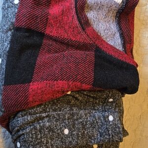 Maurices Women's Red and Black Checkered Long Sleeve Sweater